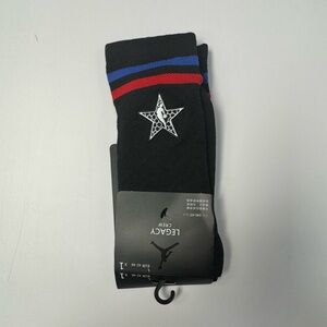 Jordan Nike Legacy Crew Socks Dri-Fit Mens Large 9-11 Black NBA All Star Stripe‎